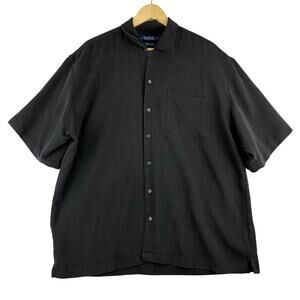 Reservoir World Wide Peached Button Up Camp Shirt Mens Large Black Resort Cabana